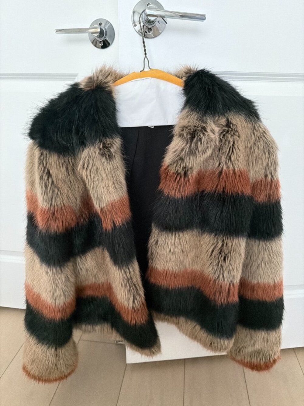 Tularosa Harkin Black & Brown Faux Fur Striped Jacket